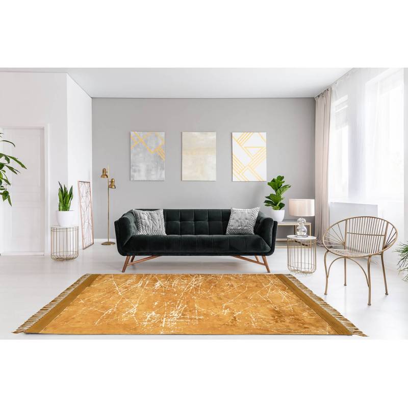 home24 Kurzflorteppich Dolce Vita 225 Gold/Gold 160 x 230cm Webstoff von home24