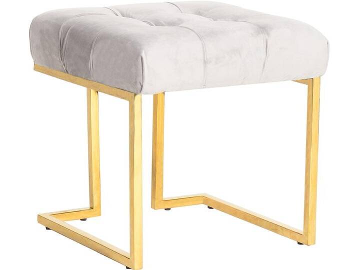 Polsterhocker KAYOOM Hocker Rarity 125, Edler Touch durch goldenes Gestell , grau (taupe), B:48cm H:48cm T:48cm, Bezug: 100% Polyester (Samt) Gestell: Edelstahl, Hocker, eckig, samtweich, gesteppt, mit Zierknöpfen, Edelstahlgestell von Kayoom