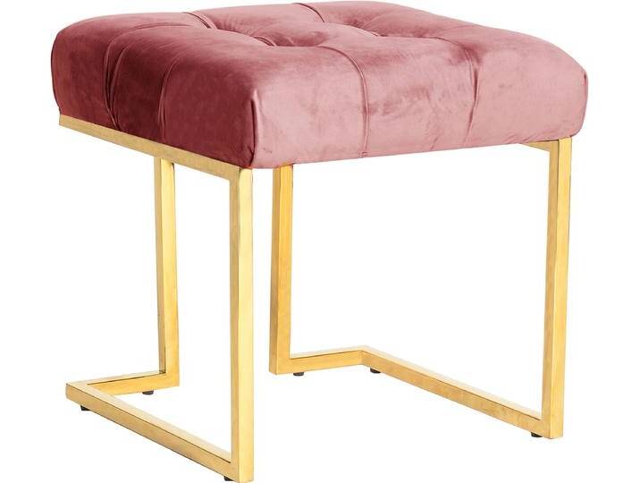 Polsterhocker KAYOOM Hocker Rarity 125, Edler Touch durch goldenes Gestell , rosa (altrosa), B:48cm H:48cm T:48cm, Bezug: 100% Polyester (Samt) Gestell: Edelstahl, Hocker, eckig, samtweich, gesteppt, mit Zierknöpfen, Edelstahlgestell von Kayoom