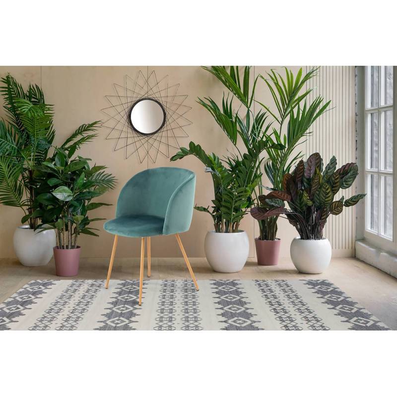 home24 Polsterstuhl Celina 2er-Set 54 x 84 x 56cm Blau/Grün/Petrol von home24