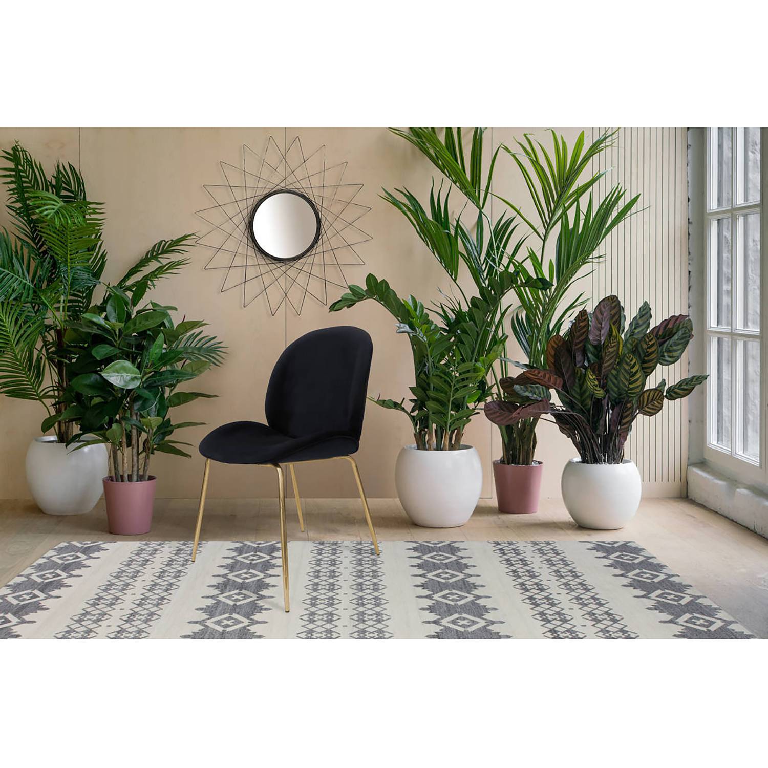 home24 Polsterstuhl Charlize I 2er-Set 47 x 90 x 59cm Schwarz/Schwarz von home24