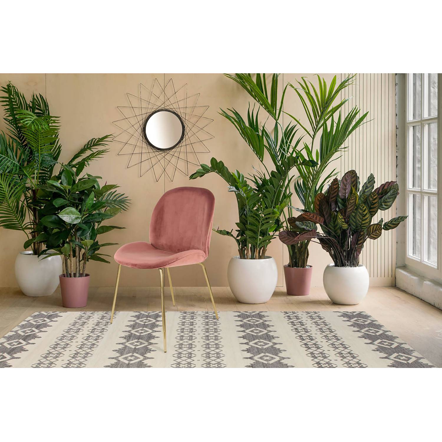 home24 Polsterstuhl Charlize I 2er-Set 47 x 90 x 59cm Messing/Altrosa von home24