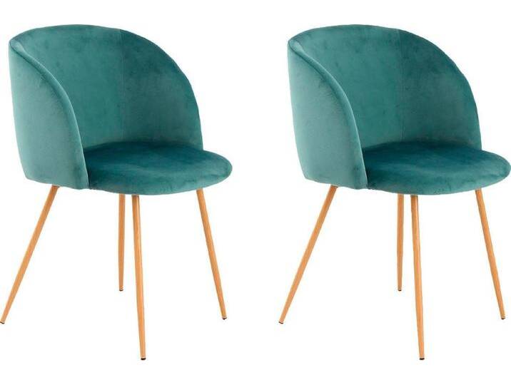 Polsterstuhl KAYOOM Stuhl Celina 110 2er-Set Grau,samtweicher Bezug in moderner Farbgebung , grün, B:54cm H:84cm T:56cm, Sitz: Stoff 100% Polyester / Gestell: Stahl in Holzoptik, Stühle, samtweicher Bezug, bequem, zeitlos, Hingucker in jedem Wohnbereich von Kayoom