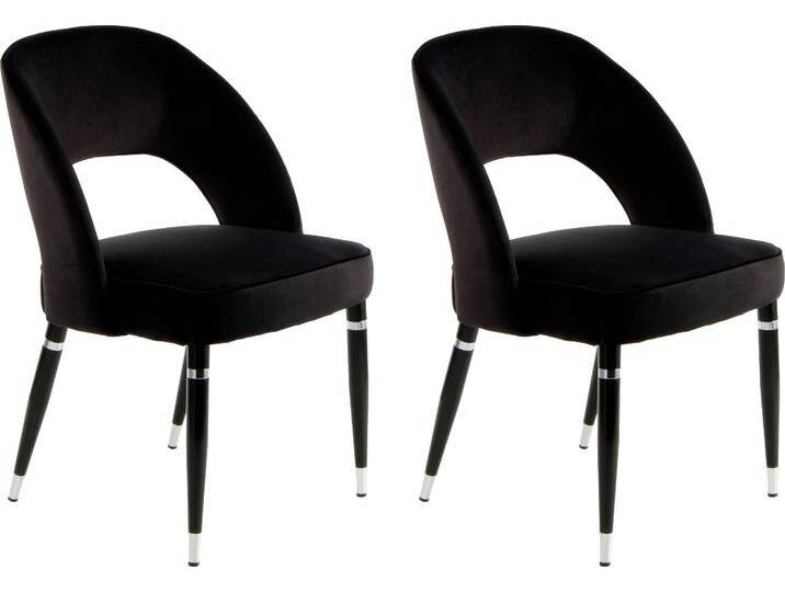 Polsterstuhl KAYOOM Stuhl Courtney 525 2er-Set, 2er-Set Stühle, komfortables Sitzgefühl , schwarz (schwarz, silber, schwarz, silber), B:58cm H:83cm T:56cm, Sitz: Bezug 100% Polyester / Gestell: Eisen, lackiert, Stühle, samtweicher Bezug, modern, weicher Stoffbezug von Kayoom