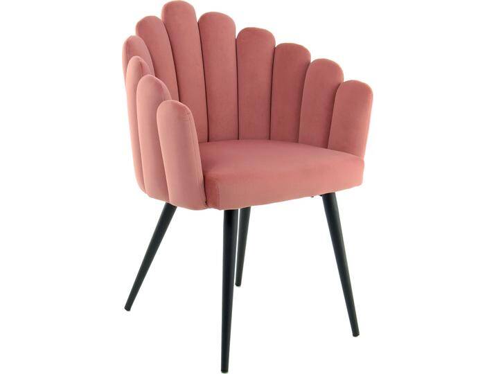 Polsterstuhl KAYOOM Stuhl Jeane 525, mit samtweichem Bezug, bequem und gemütlich , rosa (altrosa), B:61,5cm H:85cm T:58cm, Sitz: Stoffbezug aus 100% Polyester / Gestell: 100% Eisen, Stühle, samtweicher Bezug, modern, bequem und gemütlich, mit samtweichem Bezug von Kayoom