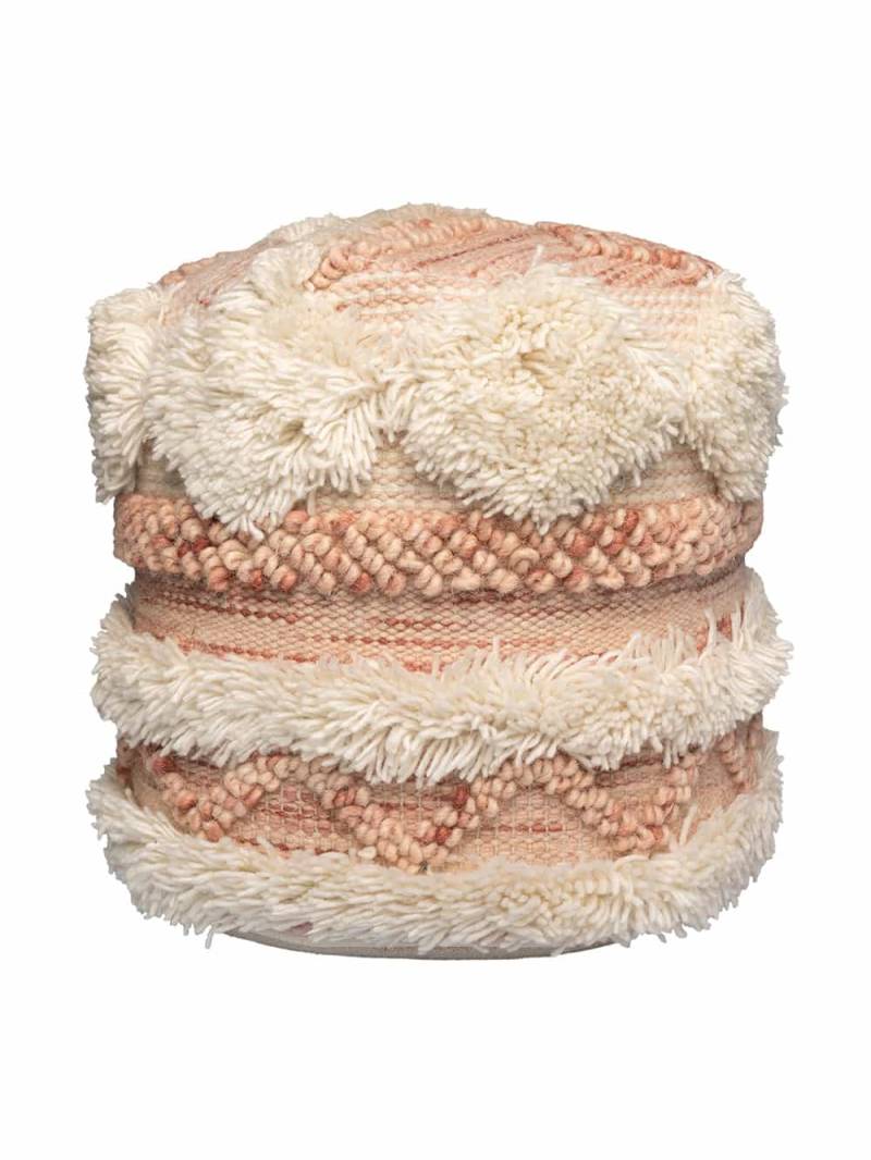 Pouf Bohist 225 Rosa / Creme 50cm x 50cm von Kayoom