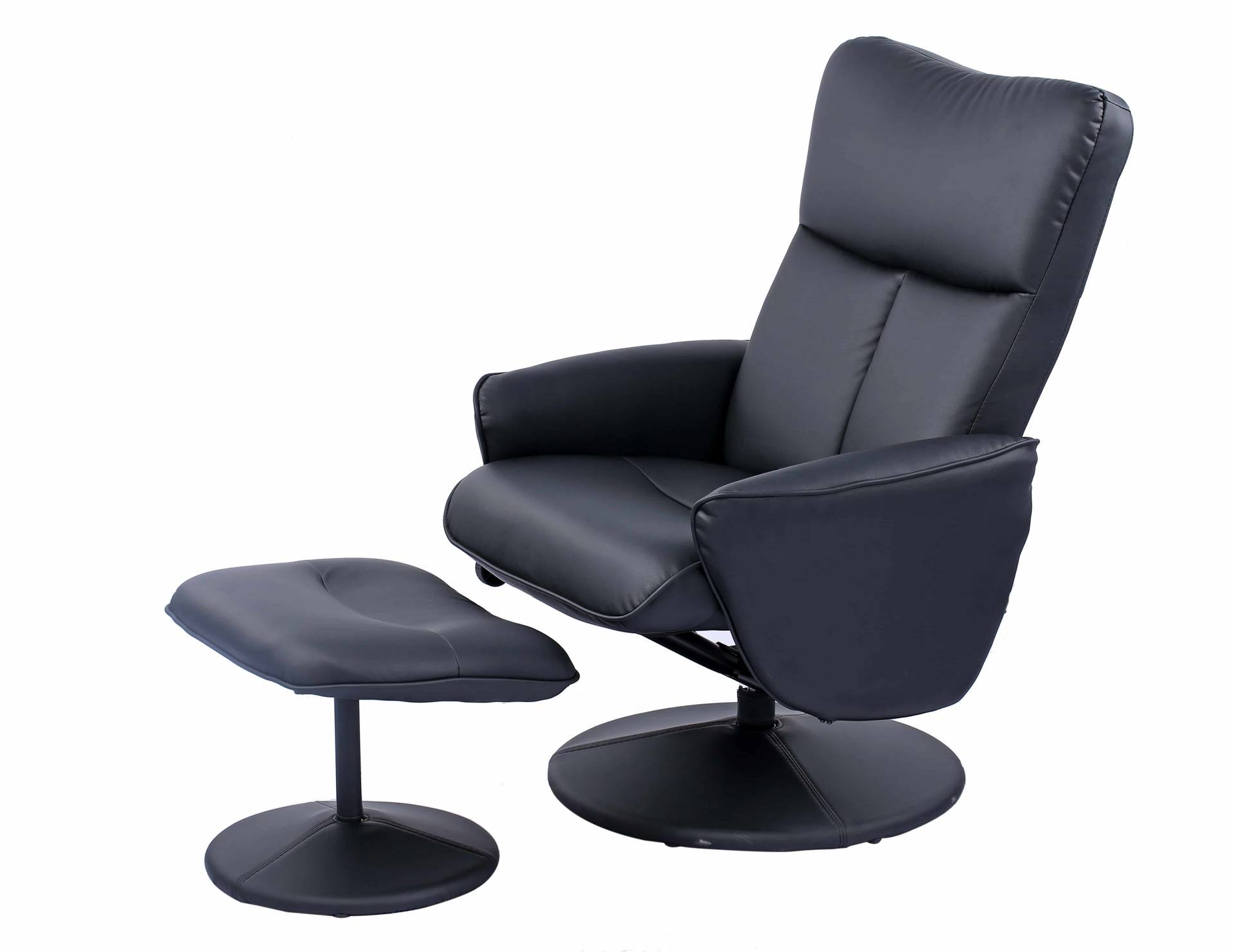 Relaxsessel Leandra 160 Schwarz mit Hocker – Kunstleder von Kayoom