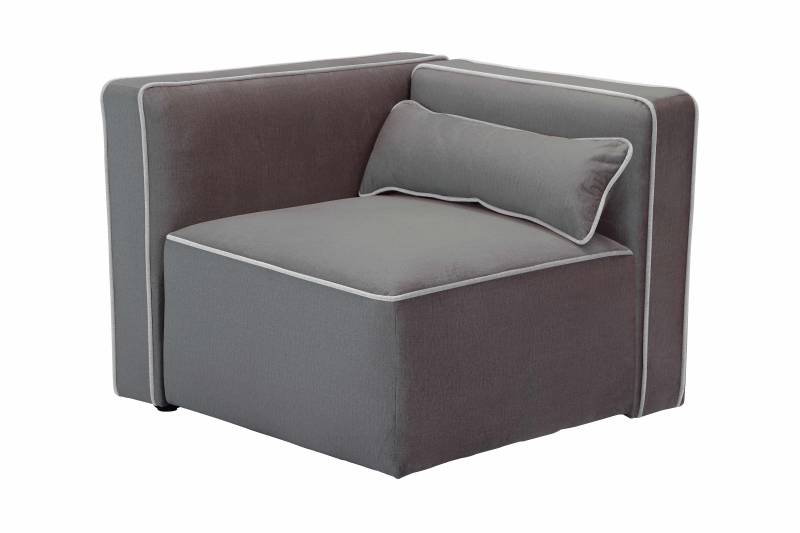 Sessel / Sofa-Eckmodul Presley 125 Silber / Grau von Kayoom