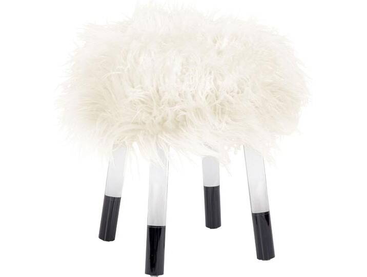 Sitzhocker KAYOOM Fellhocker Laika 110, stilvoller Hocker mit Kunstfell, runde Form , weiß, B:41cm H:46cm T:41cm, Polyester, Acryl, Hocker, bequem, elegant, modern, runde Form, runde Form von Kayoom