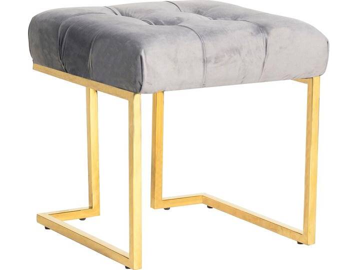 Sitzhocker KAYOOM Hocker Rare, Edler Touch durch goldenes Gestell , grau, B:48cm H:48cm T:48cm, Bezug: 100% Polyester (Samt) Gestell: Edelstahl, Hocker, Fußhocker, eckig, samtweich, gesteppt, mit Zierknöpfen, Edelstahlgestell von Kayoom