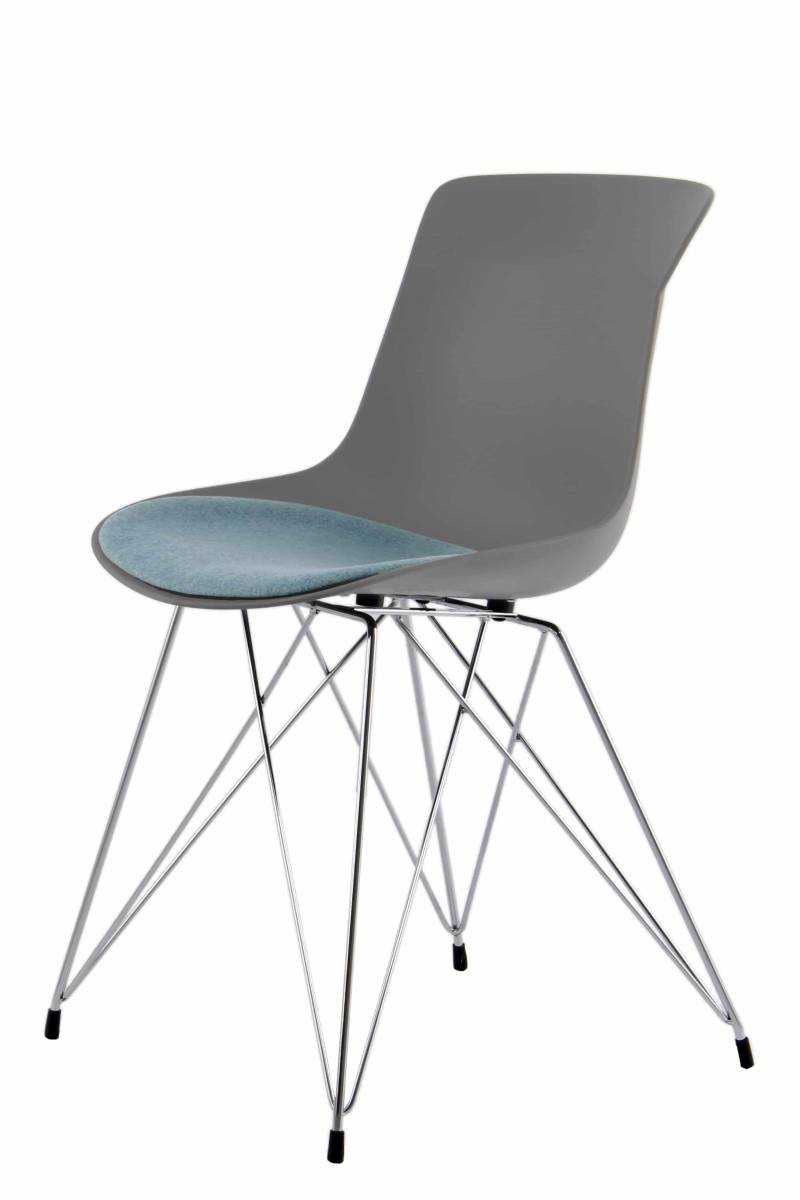 Stuhl Emily 110 2er-Set Grau / Hellblau von Kayoom
