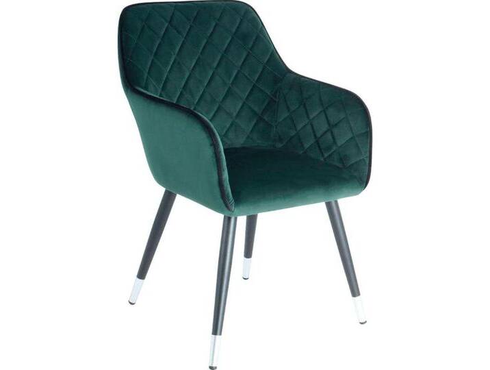 Stuhl KAYOOM Amino 625, stilvoller Design-Stuhl,samtweicher Bezug aus Velvet-Stoff , grün (dunkelgrün, schwarz), B:58,8cm H:86cm T:61cm, Sitz: Stoff 100% Polyester / Gestell: Stahl / Beine: Buchenholz, Stühle, samtweicher Bezug, elegant, glamourös, elegante Optik von Kayoom