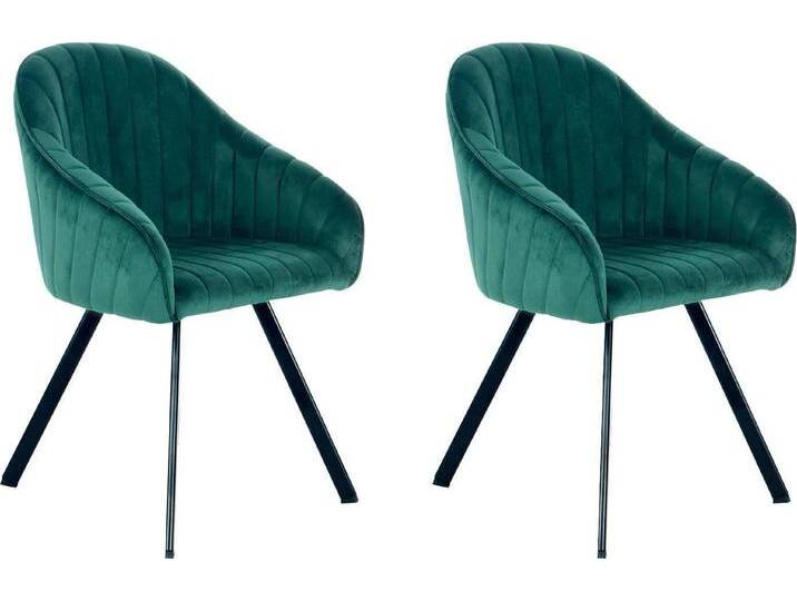 Stuhl KAYOOM Jodie 125 2er-Set, Sitzfläche mit Polsterung , grün (dunkelgrün), B:56cm H:86cm T:59cm, Sitz: Stoffbezug aus 100% Polyester / Gestell: 100% Eisen, Stühle, samtweicher Bezug, bequem, einfarbiges Design von Kayoom