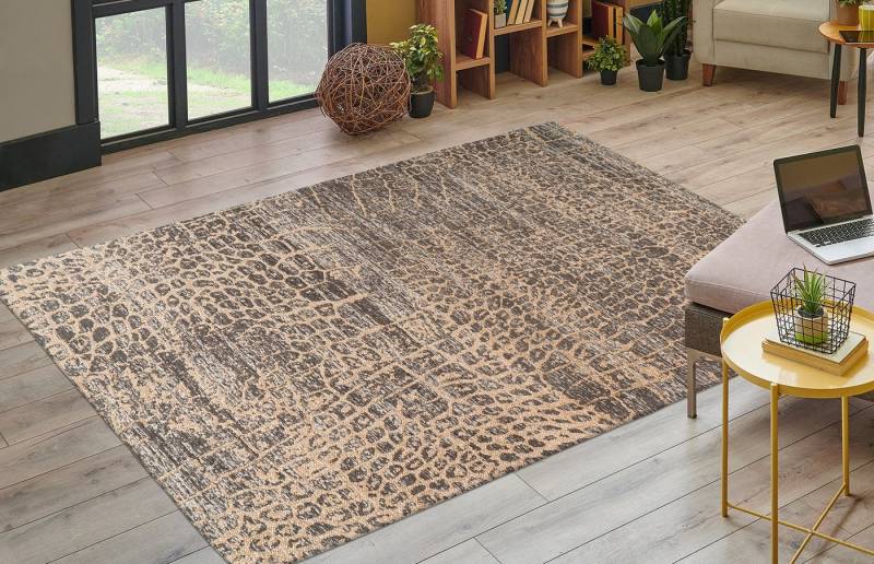 Kayoom Teppich Davis 325, rechteckig, Höhe: 12 mm, edles Design, pflegeleicht, neutrale Farben von Kayoom