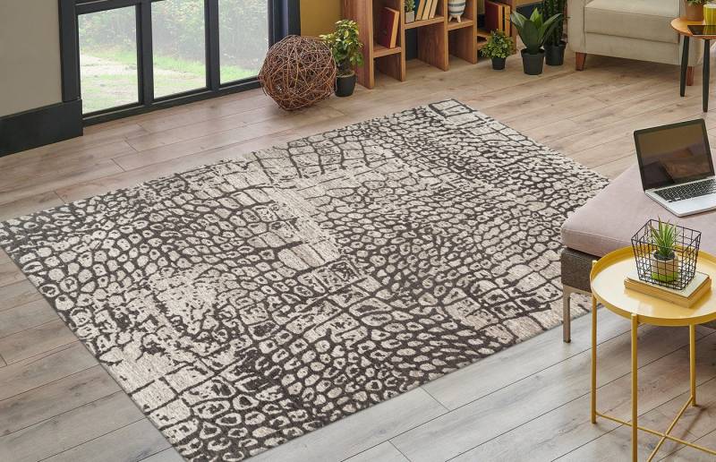 Kayoom Teppich Davis 325, rechteckig, Höhe: 12 mm, edles Design, pflegeleicht, neutrale Farben von Kayoom