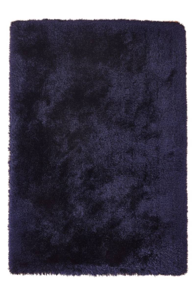 Teppich Wohnzimmer Hochflor weich modern Langflor Uni Schlafzimmer Läufer Blau von Kayoom