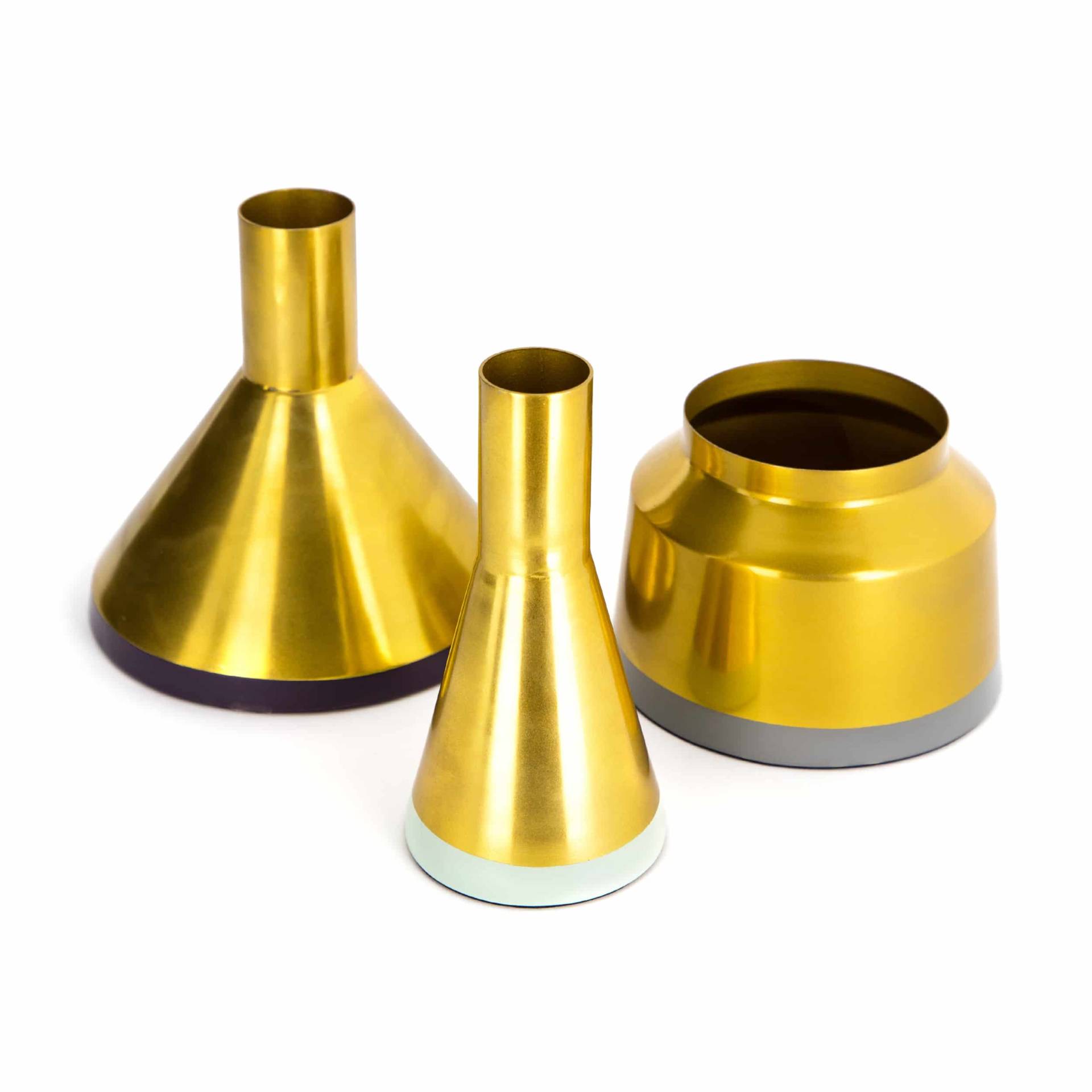 Vasen 3er Set Culture 140 Gold / Mint / Pflaume / Grau von Kayoom