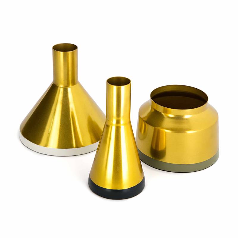 Vasen 3er Set Culture 160 Gold / Weiß / Grün / Grau von Kayoom