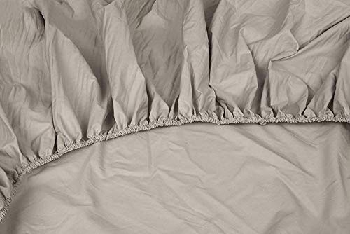 Kayori Shizu Perkalspannbettlaken 40cm Steg Größe 180x210-220cm Farbe Sand Uni Einfarbig Topper Baumwolllaken Betttuch Percale-Baumwolle Spannbetttuch Boxspringbett von Kayori