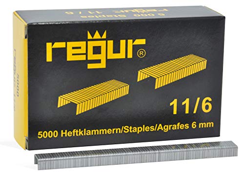REGUR Typ 11 Flachdraht-Klammer verzinkt - 5.000 Stück in der Länge 11/6 mm – Heftklammern zum Befestigen von Folien, Papier, Pappe, Textilien uvm von Regur
