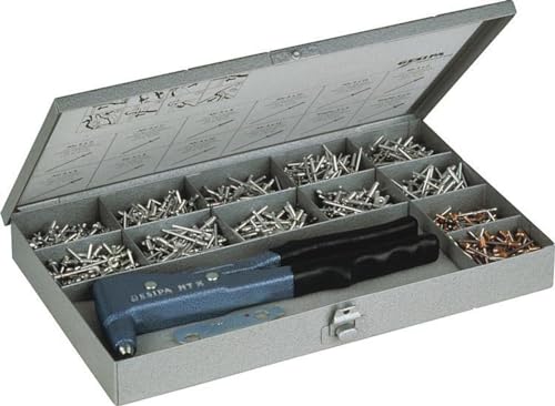 Gesipa Nietbox (mit 12 Standard-Blindnietabmessungen, Blindniete bis 5 mm Ø in Aluminium und 4 mm Ø in Stahl und Edelstahl / max. Dorn-Ø 3,0 mm, Nietgerät) 1435457 von Kayser