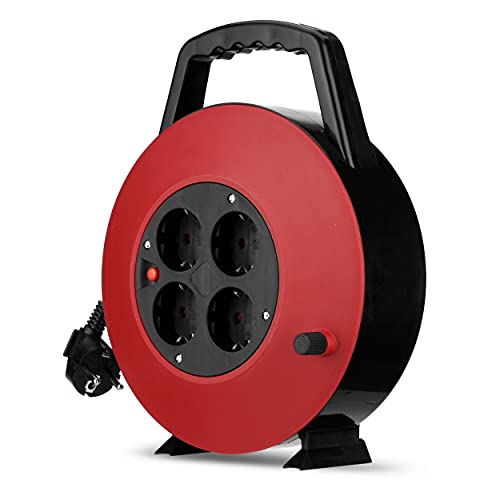REV Kabelbox 4-fach, 10 m, Überhitzungsschutz, Kunststoff, Rot, 255 x 255 x 93 mm von REV