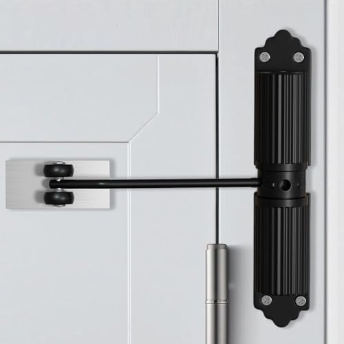 Automatischer Türschließer, Federbelasteter Türschließer mit Einstellhebel, Tragfähigkeit 20-60kg, Türschließer Zimmertür mit 4 Schrauben, Minitürschließer für Büro,Gartentor,Haustür,Glastür, Schwarz von Kayuneed
