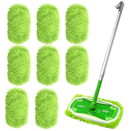 Kayuneed 8 Stück Wiederverwendbar für Swiffer Sweeper Mop, 29x24.5x3cm Bodenwischer Nass Trocken Wischmopp Bezug, Microfiber Bodenwischer Ersatzbezug für die Reinigung von Hartböden, Holzböden von Kayuneed