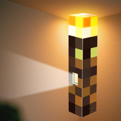 Kayuneed Fackel Lampe Miner Game Magnetische Fackel 14cm Nachtlampe USB Wiederaufladbare, LED Lichter mit wiederaufladbarer Akkufunktion Hand Nachttischlampe für Kinder Geschenke, Zimmer & Party-Deko von Kayuneed