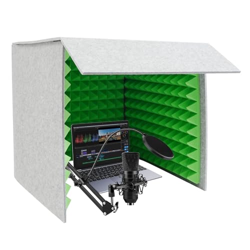 Desktop schalldichte Abdeckung 60x60cm Faltbare Schalldämmung mit doppelter Schalldämmung & schallabsorbierenden Schwämmen Tragbare Vocal Aufnahmekabine für Sprachaufnahmen & Live-Streaming (Grün) Desktop schalldichte Abdeckung 60x60cm Faltbare Schalldämmung mit doppelter Schalldämmung & schallabsorbierenden Schwämmen Tragbare Vocal Aufnahmekabine für Sprachaufnahmen & Live-Streaming (Grün) von Kazafa