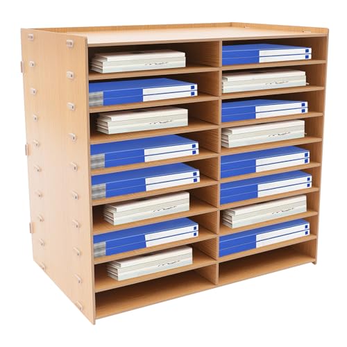 Kazafa Schreibtisch-Organizer 52×33×49cm 9-stufiger Dokumentenordner mit staubdichter Ablage & Gummiringen platzsparender Vertikalregal, Schreibtisch-Ablage für Büro & Home Office (Braun) von Kazafa