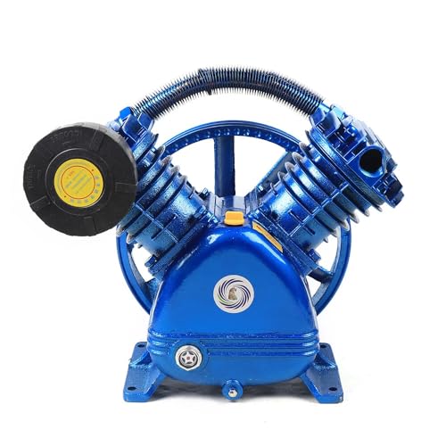 Luftkompressor-Pumpenkopf 34 * 26 * 33cm 2.2/4/1.5KW Pumpenkopf mit Ölstandsfenster & Riemenantrieb Hochleistungs 2-Zylinder Kompressorpumpe für Werkstatt und Industrie (V-0.6/8) von Kazafa