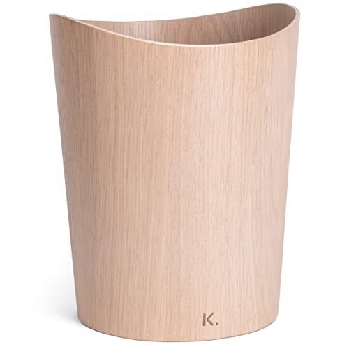 Kazai. Echtholz Papierkorb Börje | Holz Mülleimer für Büro, Kinderzimmer, Schlafzimmer u.m. | 9 Liter | Eiche weiß von Kazai.