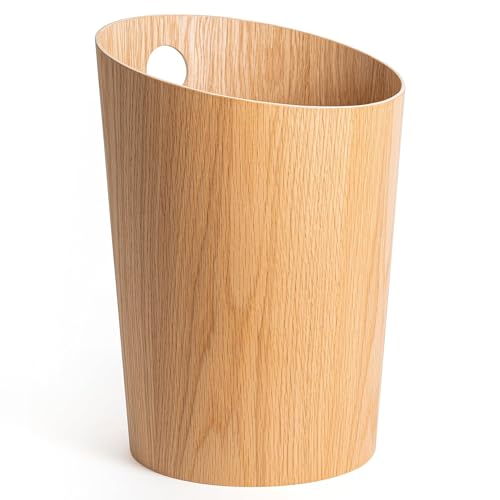 Kazai.® Design-Papierkorb 'Bennet' | Einzigartiges Design für Büro, Schlafzimmer, Kinderzimmer u.m. | Mülleimer aus Echtholz-Veneer | Eiche von Kazai.