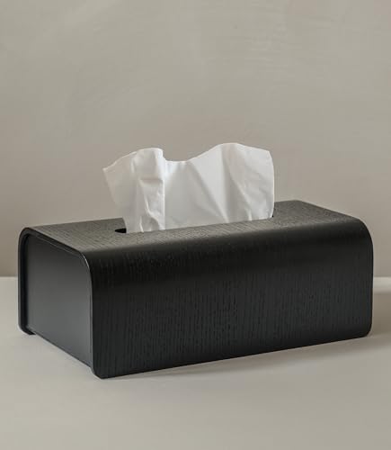Kazai.® Taschentuchbox 'Toke' | Echtholz-Veneer, FSC®-Zertifiziert | Nachhaltige Kosmetiktücher-Box in skandinavischen Design | Eiche, schwarz von Kazai.