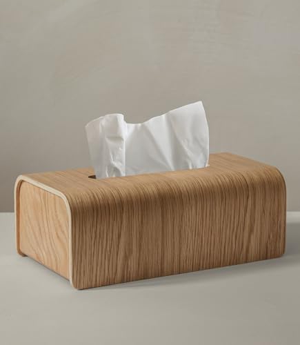 Kazai.® Taschentuchbox 'Toke' | Echtholz-Veneer, FSC®-Zertifiziert | Nachhaltige Kosmetiktücher-Box in skandinavischen Design | Eiche von Kazai.