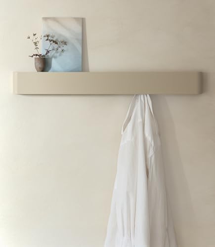 Kazai.® Wandgarderobe 'Tone' | Moderne Garderobe mit versteckten Jackenhaken und Ablage | Design Flur-Garderobenleiste aus Metall | Hakenleiste Wand-Montage | Taupe von Kazai.