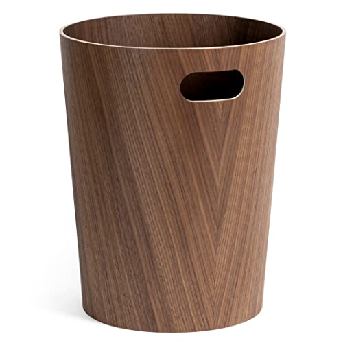 Kazai. Echtholz Papierkorb Börje | Moderner Holz Mülleimer für Büro, Kinderzimmer, Schlafzimmer u.m. | Walnuss von Kazai.