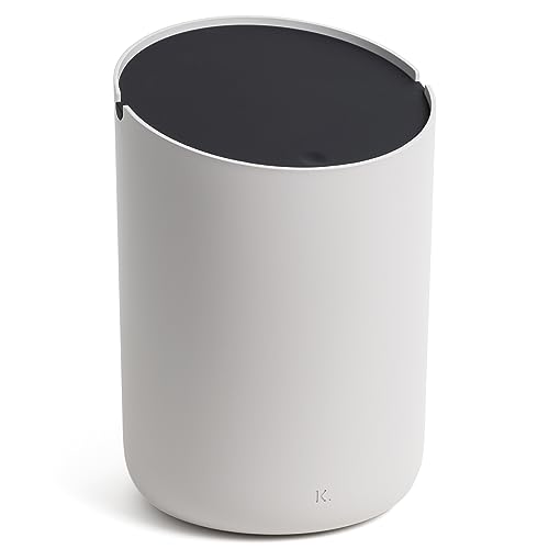 Kazai.® Mini-Kosmetikeimer 'Tove' - 1,5L | Exklusives Bad-Mülleimer Design aus Berlin | Rutschfest, inkl. Inneneimer und Smart-Beutelfunktion | Taupe (hell), Schwarz von Kazai.