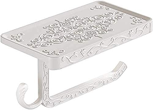 kazeRyu 2-in-1-Toilettenpapierhalter Zur Wandmontage Mit Ablage – Vintage-Design Mit Bohrmontage for Badezimmer(Blanc) von KazeRyu