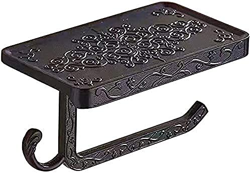 kazeRyu 2-in-1-Toilettenpapierhalter Zur Wandmontage Mit Ablage – Vintage-Design Mit Bohrmontage for Badezimmer(Noir) von KazeRyu