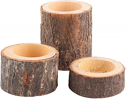 kazeRyu 3-teiliges Teelichthalter-Set Aus Holz – Rustikale Dekoration for Geburtstage Und Zuhause von KazeRyu