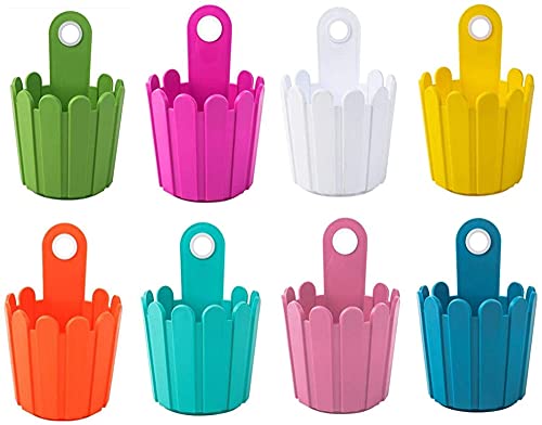 kazeRyu 8-teiliges Mehrfarbiges Hänge-Blumentopf-Set Aus Kunststoff – Wandpflanzgefäße for Balkon & Gartendekoration von KazeRyu