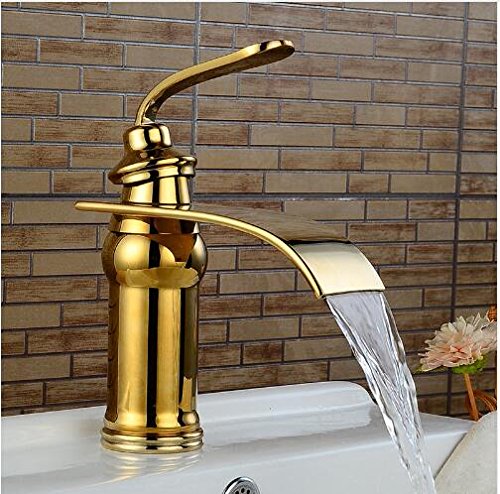 kazeRyu Badezimmer-Waschtischarmatur Im Luxus-Stil – Massives Messing, Ölgeriebene Bronze Und Roségoldener Wasserfall(Gold) von KazeRyu