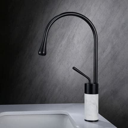 kazeRyu Badezimmer-Waschtischarmatur In Roségold – Warm-Kalt-Mischbatterie Aus Messing Und Marmor For Aufsatzwaschbecken(E Black Middle) von KazeRyu