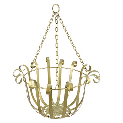 kazeRyu Blumenkorb Aus Metall, Pflanzenhänger – Makramee-Hängekorb for Die Gartendekoration Im Innen- Und Außenbereich(Gold) von KazeRyu