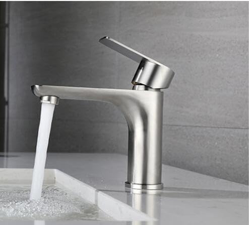 kazeRyu Chrom & Schwarz Waschbecken Wasserhahn - Badezimmer Warm & Kalt Edelstahl Wasser Mixer(Nickle) von KazeRyu