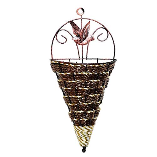 kazeRyu Geflochtener Blumenkorb for Aufhängen An Der Wand – Kegelförmiger Blumentopfhalter for Heim- Und Gartendekoration(Brown) von KazeRyu