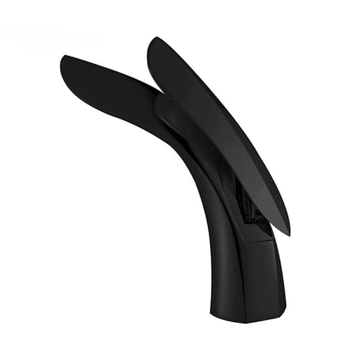 kazeRyu Gold Messing Badezimmer Waschbecken Mischbatterie - Einzelgriff, Kupfer Roségold For Badewanne(Black) von KazeRyu