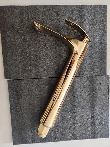 kazeRyu Goldene Badezimmer-Mischbatterie – Warm- Und Kaltwasser, Messing, Einlochmontage, Einzelgriff(Gold Tall) von KazeRyu